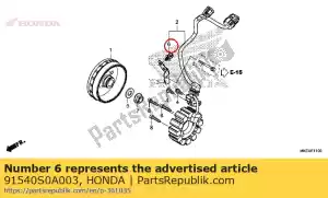 Honda 91540S0A003 clipe, faixa de arnês (natur - Lado inferior