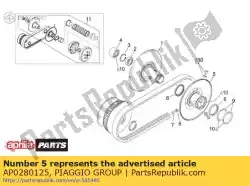 Ici, vous pouvez commander le poulie externe secondaire auprès de Piaggio Group , avec le numéro de pièce AP0280125: