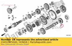 Here you can order the gear, countershaft fifth(28t) from Honda, with part number 23491HP5600: