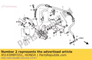 Honda 45143MBTD51 mangueira sub, fr. freio - Lado inferior