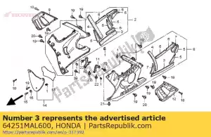 Honda 64251MAL600 estera, capucha inferior - Lado inferior