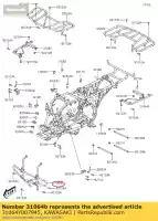 31064Y007945, Kawasaki, pipe-comp, fr bumper, zwart kvf30 kawasaki  brute force kvf 300 2012 2013 2015 2016 2017 2018 2020 2021, Nieuw