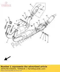 Ici, vous pouvez commander le tuyau d'échappement assy 1 auprès de Yamaha , avec le numéro de pièce 2KM146100000: