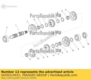 Piaggio Group GU05214431 gear 2a z=34 - Bottom side