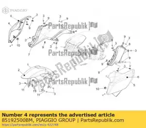 Piaggio Group 85192500BM duto de ar rh. branco - Lado inferior