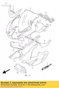 Suzuki 9441002F20Y0W motorkap, zijkant, r - Onderkant