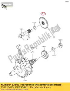 Kawasaki 131010629 gear-assy, ??balanser - Dół