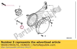 Aquí puede pedir perno, especial, 12 mm de Honda , con el número de pieza 90081HN5670: