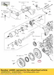 Here you can order the 01 gear,starter from Kawasaki, with part number 160850591: