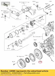 kawasaki 160850591 01 gear,starter - Bottom side