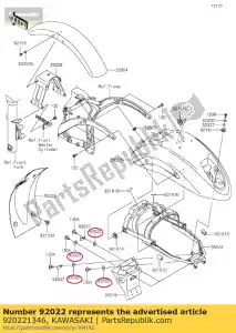 Kawasaki 920221346 arandela, 6.5x20x1.6, bla - Lado inferior