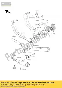 Kawasaki 920371258 braçadeira, silenciador - Lado inferior