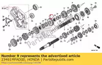 23461MFAD00, Honda, gear, countershaft third(30t) honda  cb cbf 1000 2006 2007 2008 2009 2010 2011 2012 2013 2018 2019, New