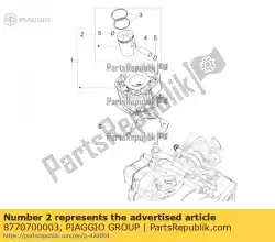 Ici, vous pouvez commander le ensemble piston c-v / fe auprès de Piaggio Group , avec le numéro de pièce 8770700003: