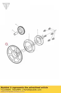 triumph T1220009 engrenagem de arranque 70t - Lado inferior