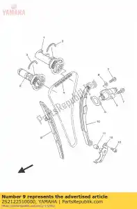 yamaha 2S2122510000 demper, ketting 1 - Onderkant