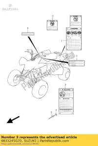 suzuki 6833245G70 étiquette, info pneu - La partie au fond