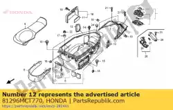 Aqui você pode pedir o tampa, r. Manutenção da lâmpada em Honda , com o número da peça 81296MCT770:
