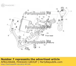 Piaggio Group AP8220668 water cooler-head tube - Bottom side
