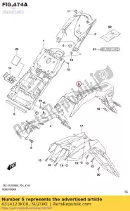 suzuki 6314123K00 guardabarros trasero trasero - Lado inferior