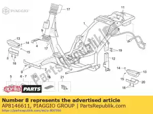 Piaggio Group AP8146611 tampa dos apoios para os pés traseiros da direita - Lado inferior