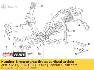 aprilia AP8146611 reposapiés trasero derecho - Lado inferior