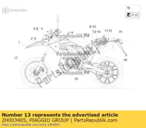 Piaggio Group 2H003405 adhesivo carenado trasero derecho 