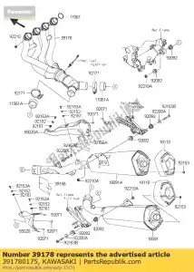 Kawasaki 391780175 colector-comp-escape - Lado inferior