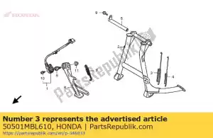 Honda 50501MBL610 ressort, béquille principale - La partie au fond