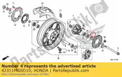 Aquí puede pedir collar, l. Rr. Lado de la rueda de Honda , con el número de pieza 42311MGSD10: