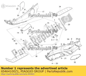 Piaggio Group 65464100Z1 couvercle central complet - La partie au fond