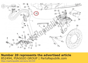 aprilia 852494 manguera de freno trasero - Lado inferior