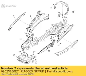 Piaggio Group 62025200EC carenagem rh - Lado inferior