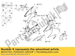 Aprilia B044744, Rechter voorkuip sticker, OEM: Aprilia B044744