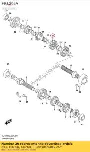 Suzuki 2433106J00 engrenage, 3e entraîné - La partie au fond