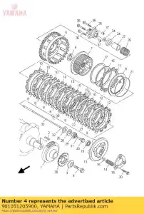 yamaha 901051205900 parafuso, flange - Lado inferior