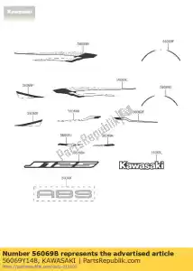 Kawasaki 56069Y148 patrón, cubierta lateral, rh - Lado inferior