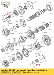 kawasaki 920461185 lager-naald, kmj20x kaf450-b - Onderkant