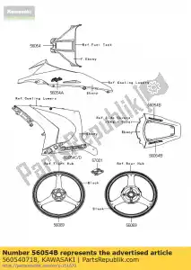 kawasaki 560540718 marca, tapa trasera, zx-10r zx1000j - Lado inferior