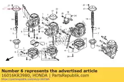 schroeven set van Honda, met onderdeel nummer 16016KR3980, bestel je hier online: