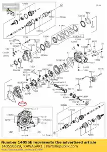kawasaki 140550629 caja de engranajes, centro kvf750gjf - Lado inferior