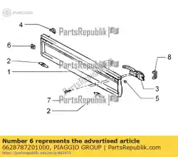 Here you can order the tailgate bracket from Piaggio Group, with part number 6628787Z01000: