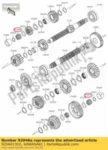 Kawasaki 920461303 aguja de rodamiento, pk20x2 - Lado inferior