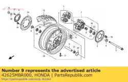 Ici, vous pouvez commander le col b, rr. Roue dista auprès de Honda , avec le numéro de pièce 42625MBR000: