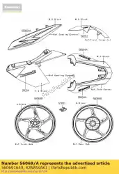 Here you can order the pattern,shroud,lh zr1000dcf from Kawasaki, with part number 560691649: