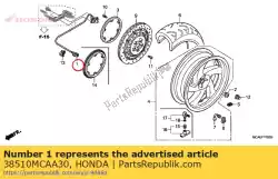 Here you can order the sensor, rr. Wheel speed from Honda, with part number 38510MCAA30:
