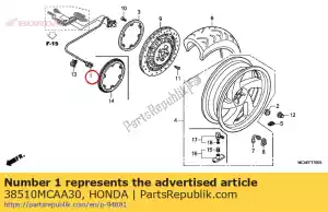 honda 38510MCAA30 sensor, rr. wheel speed - Bottom side