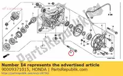 Aqui você pode pedir o parafuso, flange, 10x120 (sato) em Honda , com o número da peça 90009371015: