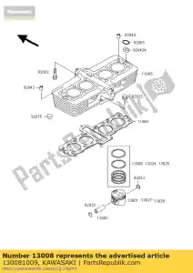 Kawasaki 130081009 anel-conjunto-pistão, std - Lado inferior