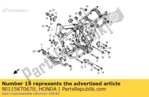 Honda 90115KT0670 parafuso, flange, 10x23 - Lado inferior